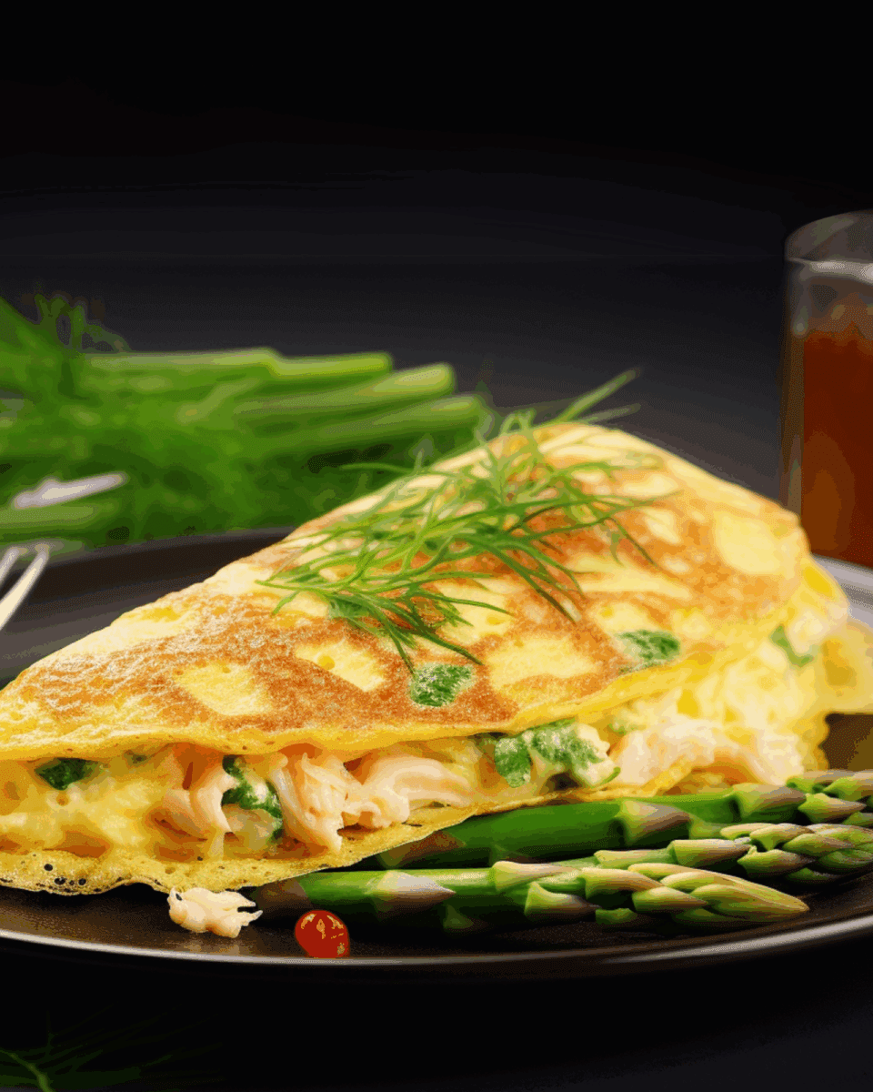 ASPARAGUS OMELETTE WITH PRAWNS/CRAB